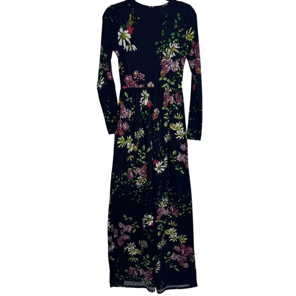 Reborn J Blue Floral Maxi Dress With Pockets Stretchy Bohemian Boho Garden Sz Sm - Picture 5 of 6